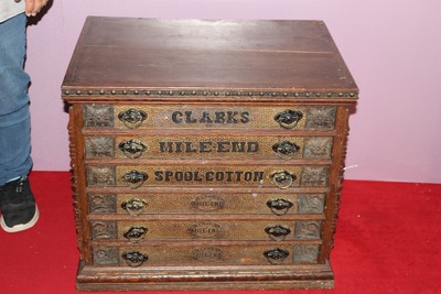 Large Antique Vintage c.1900 Clark's Spool Cabinet General Store Display Sign