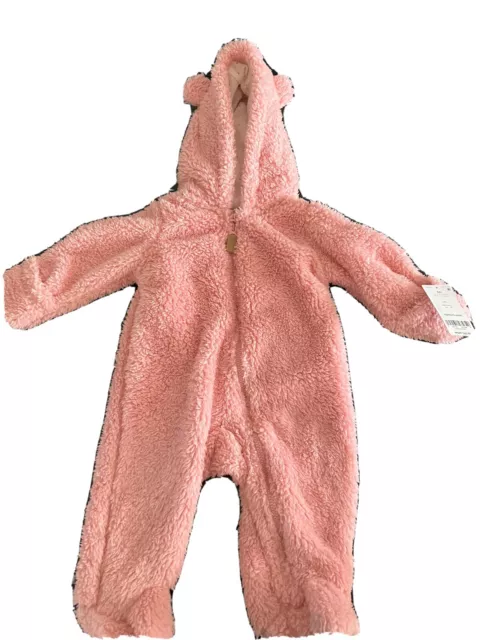 Baby Girls Carter's Zip-Up Hooded Fleece Jumpsuit Size 3 months.