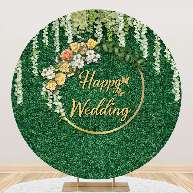 ROUND CIRCLE GRASS Leave Backdrop Cover Birthday Party Photo Background