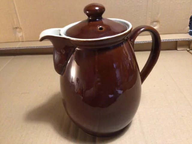 denby coffee pot jug large stoneware 2 1/2 pints brown beige inside