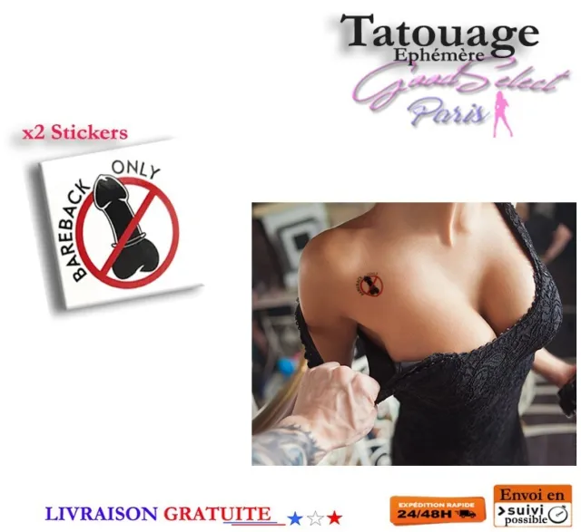 TATOUAGE TEMPORAIRE -BAREBACK ONLY- Tattoo Ephémère -Adulte Fétiche Sexy (X524)