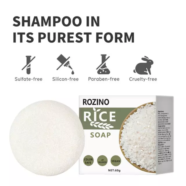 Rice Water Protein Shampoo Bar Soap Moisturizing Anti Loss Hair Regrowth O9Z1