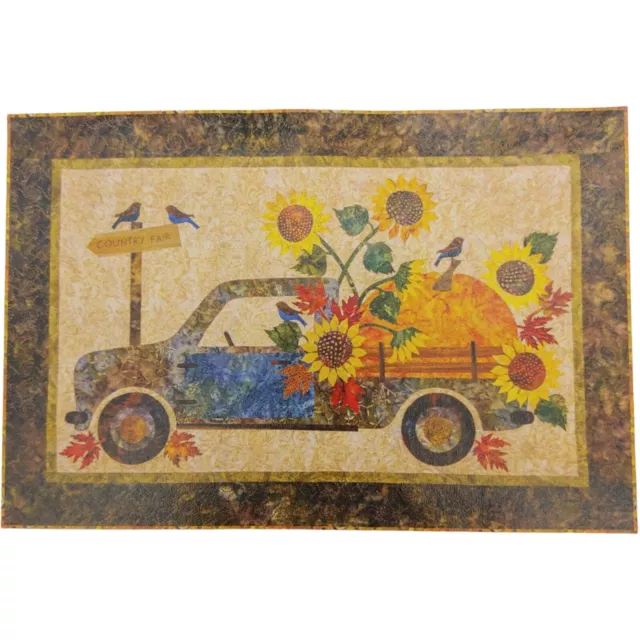 Kit de edredón aplique batik cosecha de otoño - 41x28 hojas de otoño girasoles calabaza