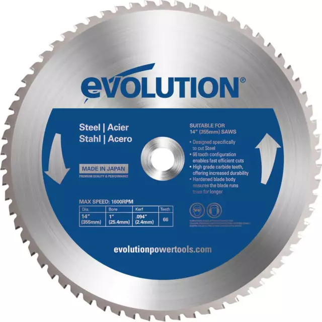 Evolution Mild Steel Cutting Saw Blade 355mm 66T 25.4mm