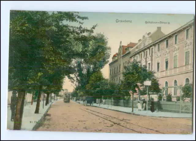 XX004689/ Graudenz Schützen-Straße Straßenbahn AK 1907