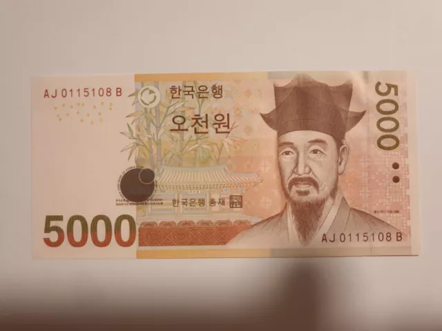 South Korea 5000 Won 2006 Unc Paper Banknote. AJ 0115108 B