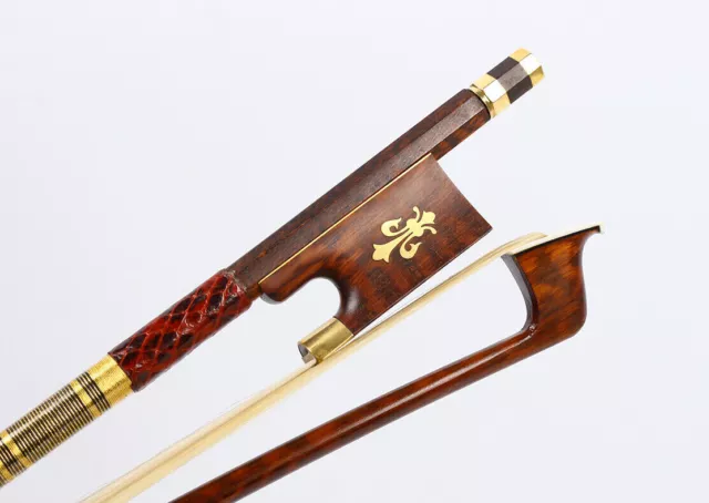 Advance Violin Bow Snakewood Natural Hair Gold Poplar Blossom Inlay 4/4 FullSize