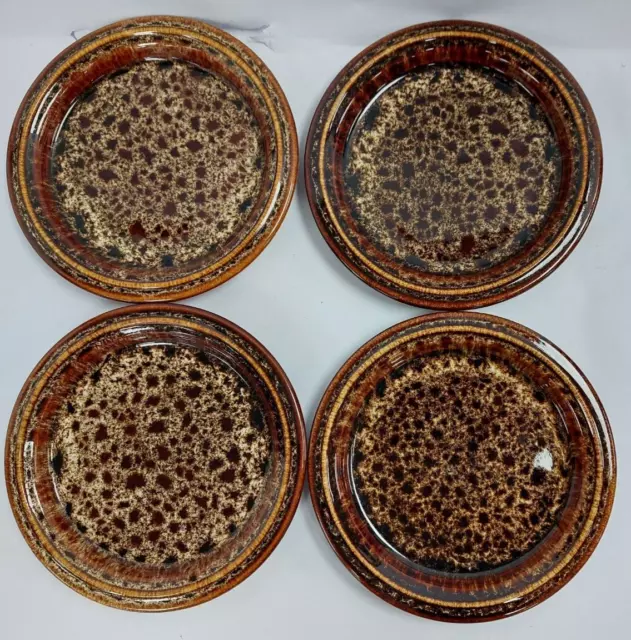 Vintage Fosters Brown Round 19cm Plates x4 E30 P451