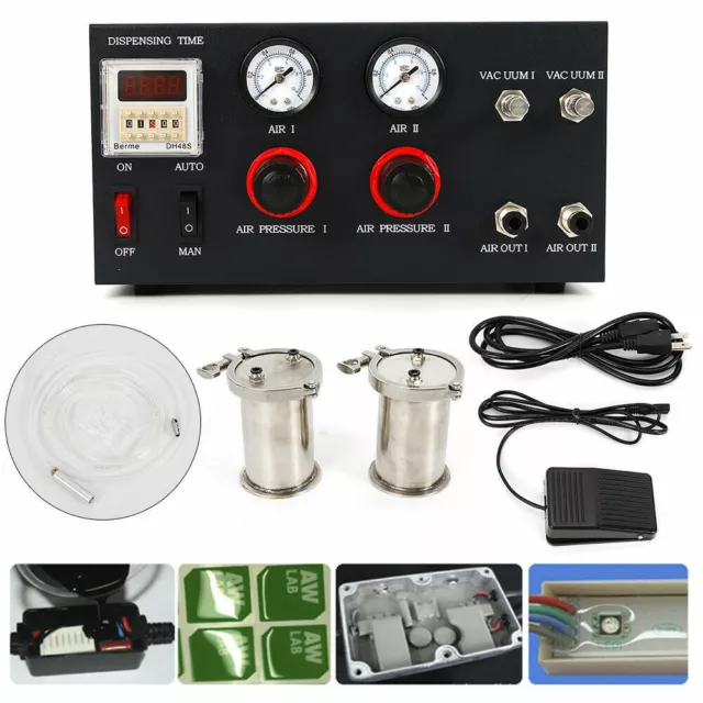 AB Glue Mixing Dispenser Doming Liquid UV Glue Dispensing Machine 2x 500ml Tank