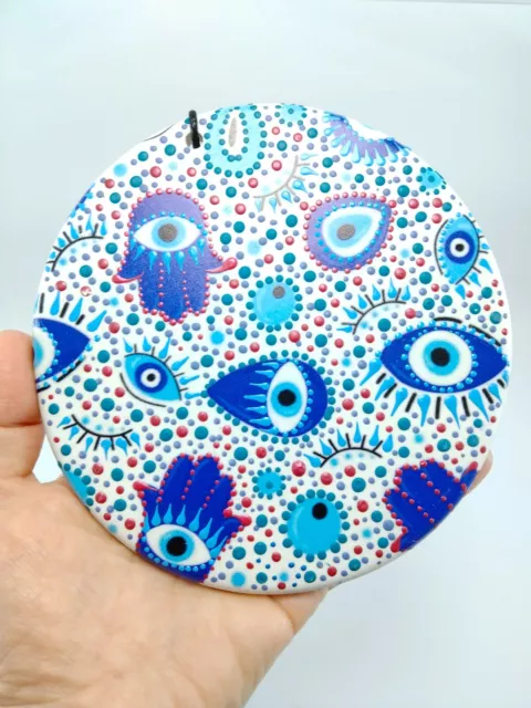 Decoración de pared del mal de ojo, encanto, amuleto turco hecho a mano para colgar pared, ojo griego