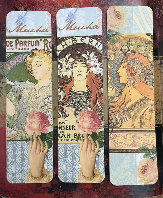 Alphonse Mucha bookmarks. Art Deco style bookmarks with Alphonse Mucha illustar 3