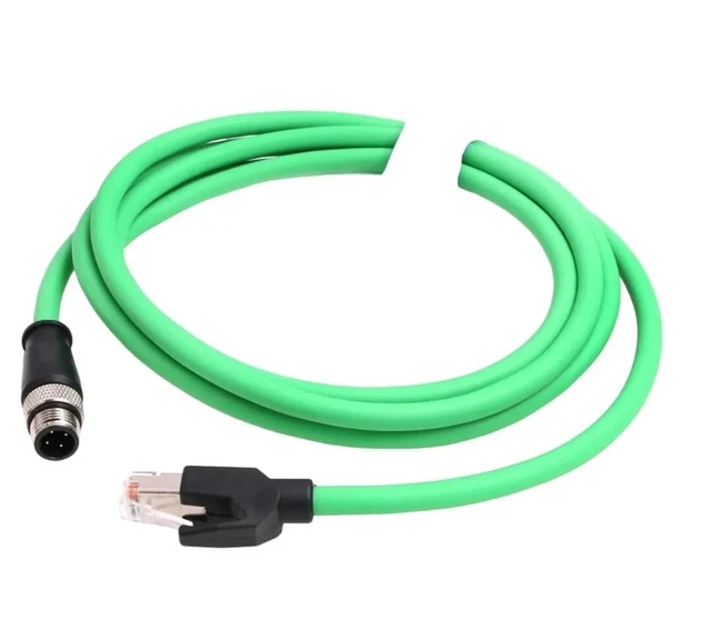 M12 4-polig D-Code auf RJ45 Industrial Ethernet High Flex Kabel abgeschirmt Cat5e 24AWG