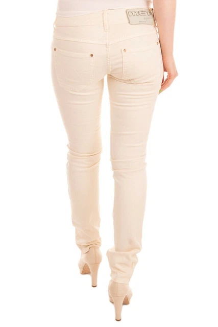 MET IN JEANS Ivory Pants Jeans Size 29 S M Stretch Logo Made in Italy NEW