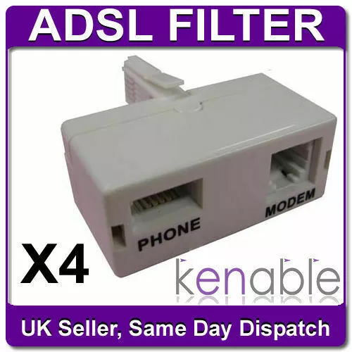 4 X ADSL Filtre / Séparateur Internet Microfiltre DSL