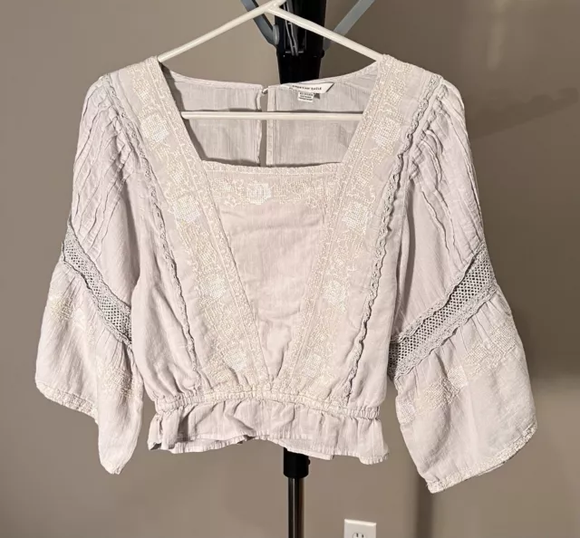 American Eagle Outfitters XS Gray Boho Top