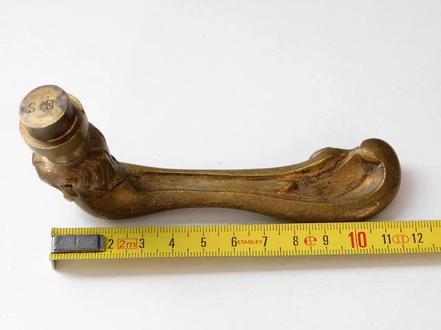 ANCIENNE POIGNÉE DE Porte en Bronze Ciselé Marqué "ES" (Jamais Servie