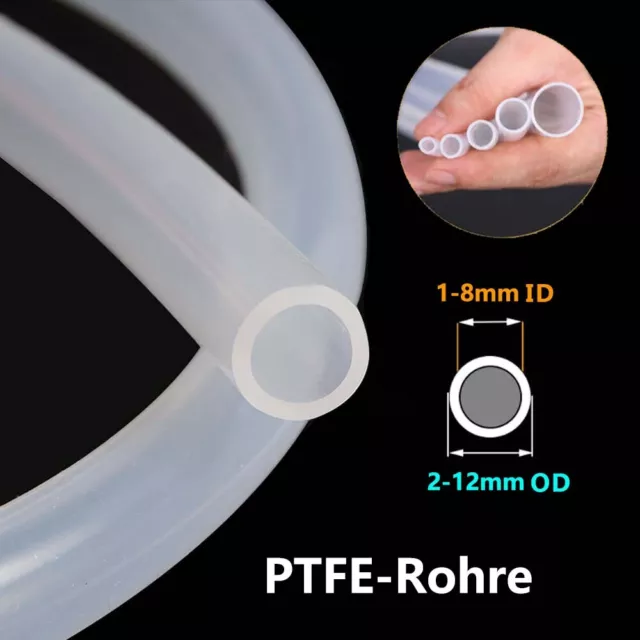 PTFE Schlauch Tube 260°C 3D Drucker PTFE-Schlauch Rohr ID 1mm - 8mm