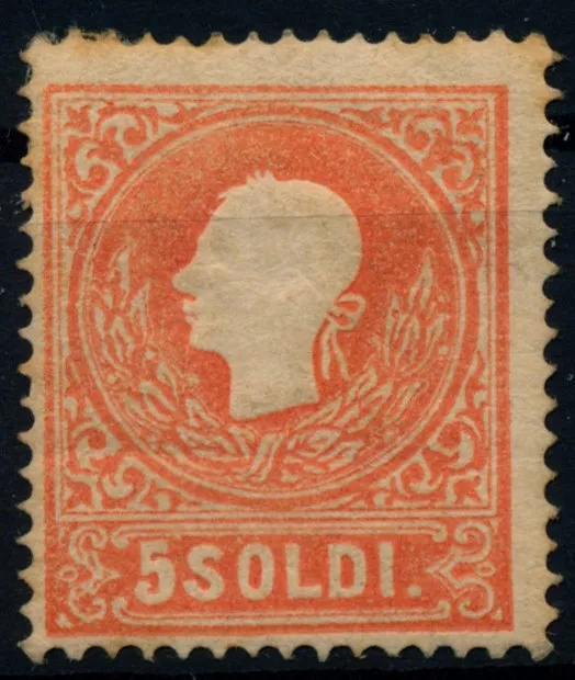 LOMBARDEI-VENETIEN 1858 5sld. Rot, Type II. UNGEBRAUCHT mit OG Kw:325,-€! VÖB! 2