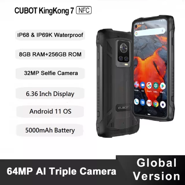 Cubot KingKong 7 Robust IP68 Wasserdicht 8G+256GB Smartphone 64MP Dreifachkamera