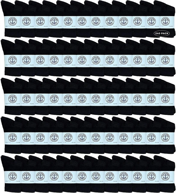240 PK Yacht & Smith Kids Premium Cotton Crew Socks Black  4-6 - Boys Crew Sock
