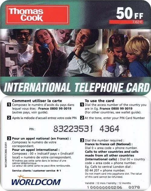 #127 Rare Worldcom / Ttb-Luxe Code Prepaid Card