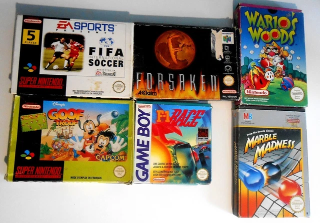 Lot de Jeux et de Boites Vides Nintendo Nes Game Boy Super Nintendo, Nintendo 64