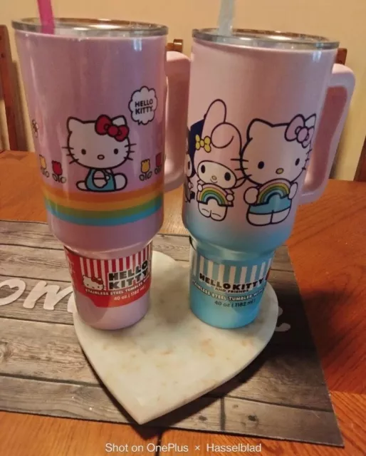Hello Kitty Pink Stainless Steel Stanley Style 40 oz Tumblers With Lid & Handle