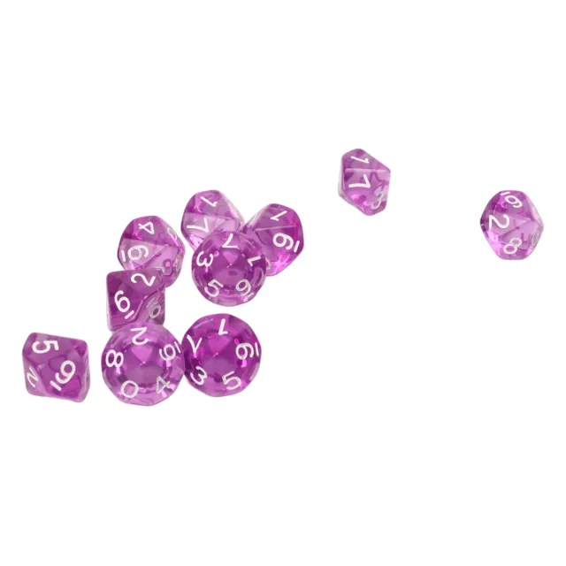 (Purple) Versatile Dice 20 Transparent Plastic Ten Sided Number Dice