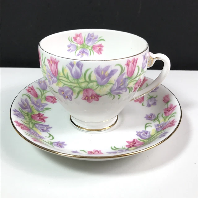 Royal Grafton Bone China Tea Cup & Saucer Harebell Pattern 6846 1950s