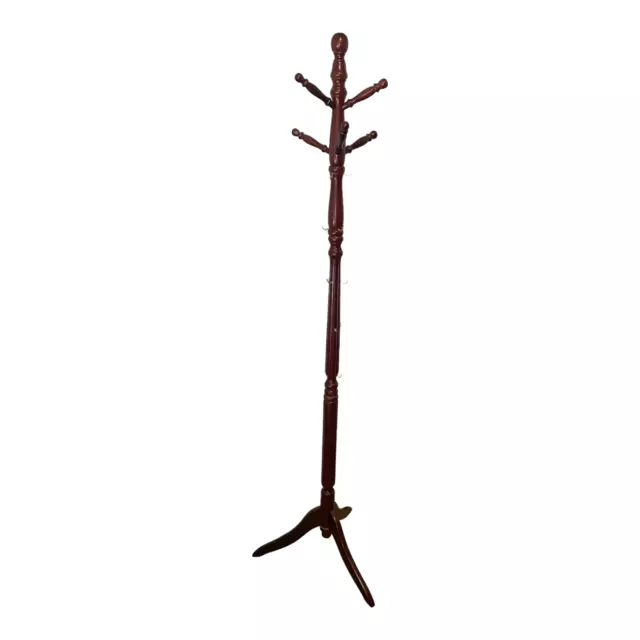 72" Traditional Cherry Wood Coat Rack Spinning Top 6 Branches + 15 Gold Hooks 72" Traditional Cherry Wood Coat Rack Spinning Top 6 Branches + 15 Gold Hooks