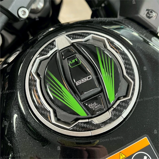 Protection Bouchon Essence Résine 3D Compatible Kawasaki VERSYS 1000 GP-595(NWS) - Vert - Effet Relief Exceptionnel