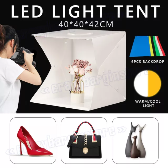 Photography Bi-color LED Light Tent USB Studio Video 6x EVA Backdrops Cube Box