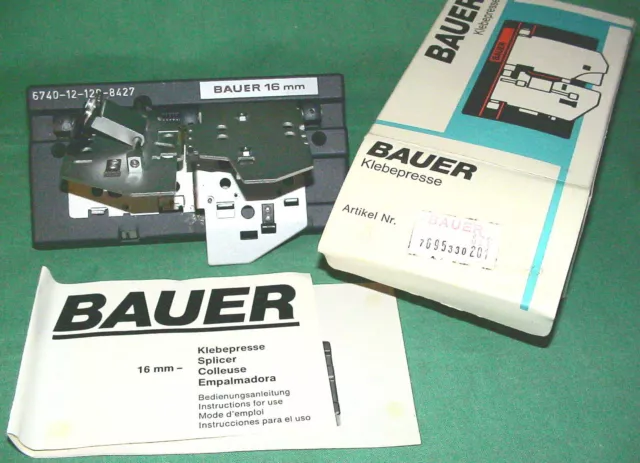 BAUER 16mm Film Klebepresse Schmalfilm Schnittgerät Splicing Unit Editing Device