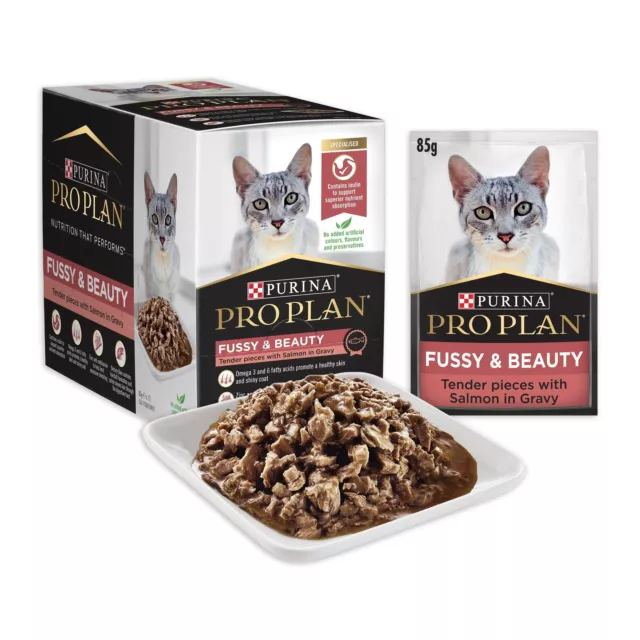 Pro Plan Adult Fussy & Beauty Salmon Gravy Wet Cat Food Pouches