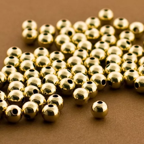 100pc - Gold Filled 5mm Round Smooth Beads. Seamless Wholesale Beads.14/20