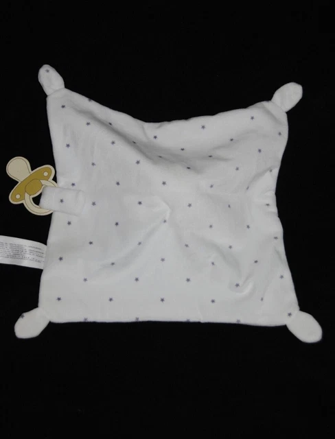 Doudou plat lapin blanc étoile grise SIMBA NICOTOY KIABI attache tétine Neuf 3