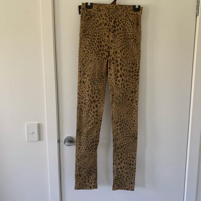 BNWT CHEAP MONDAY SECOND SKIN Leopard Animal Print Denim Jeans Size 27