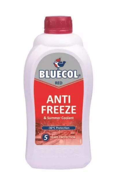 Bluecol Red Engine Antifreeze & Summer Coolant 1L -36C Protection 1 Litre Liquid