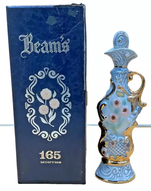 JIM BEAM 165mo Liquor Bottle Baroque 1971 Regal China Empty Decanter+Box Floral
