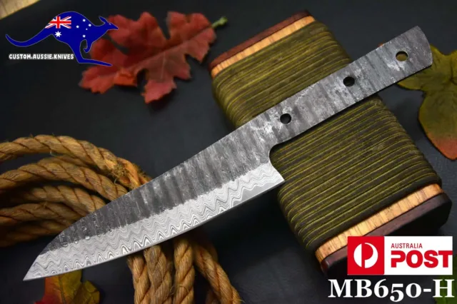 Custom Hammered 10.8"OAL Damascus Steel Blank Blade Chef Knife Handmade (MB650-H