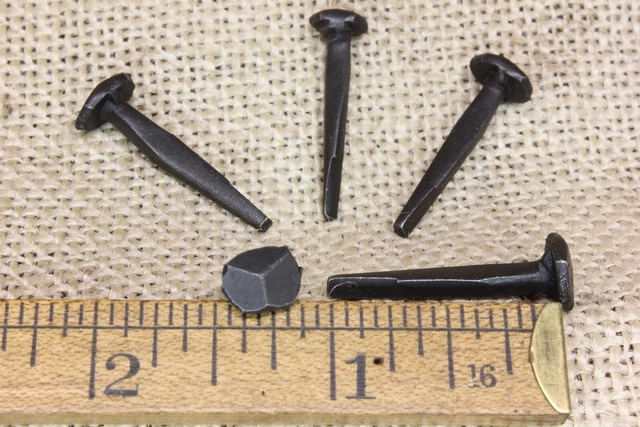 1" Rose Head 5 Nails Square Wrought Iron Vintage Rustic Decorative Historic