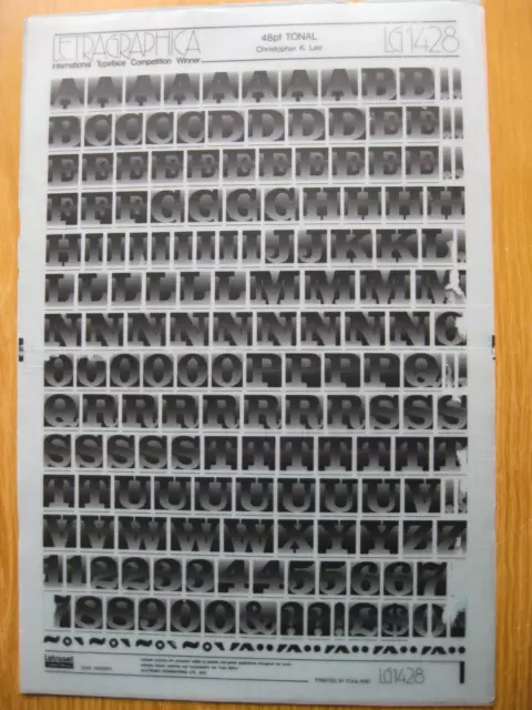 1 x Letraset Oberhülle & Nummer TONAL 17,8 mm 48pt Blatt LG1428 b (R)
