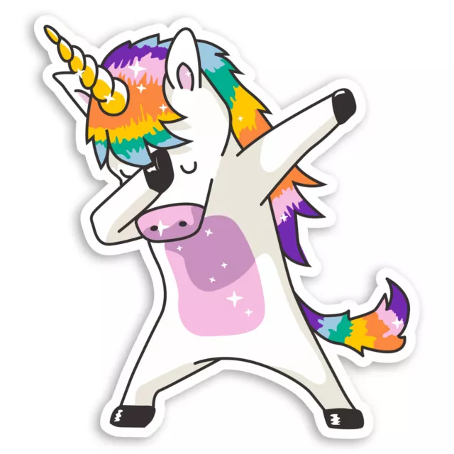 2 x 10cm Cute Dabbing Unicorn Vinyl Stickers - Horse Girls Laptop Sticker #20787