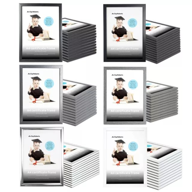 A4 Photo Frames Pack of 12 Certificate Art Picture Frame Black White Silver Grey
