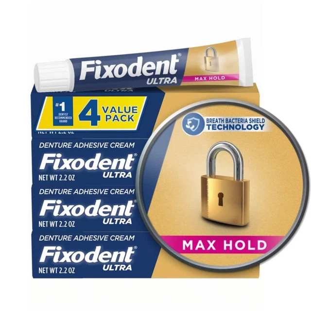 Fixodent Ultra Max Hold Secure Denture Adhesive Cream for Full and Partial Dentu