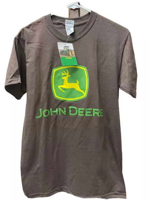 JOHN DEERE 100% Cotton Logo T-SHIRT NWT Brown ADULT Small