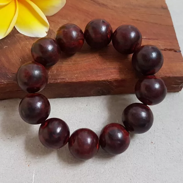 20 MM Kayu Menang Bracelet Dalbergia Parviflora 12 Beads Akar Laka #L07