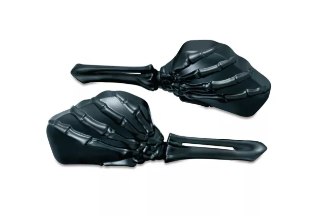 Kuryakyn - 1758 - Skeleton Hand Mirrors with Black Stems & Black Heads