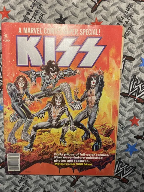 Marvel Vintage KISS Comic 1977 #1 Printed in Real KISS Blood