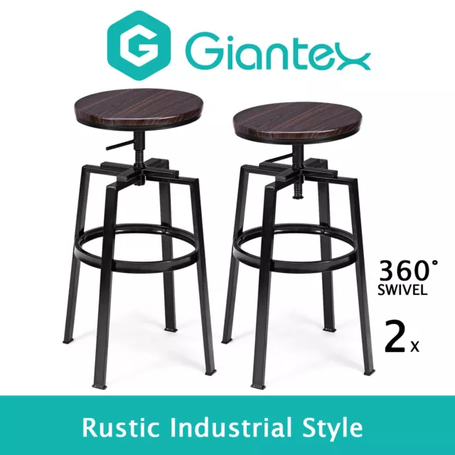 Giantex Set of 2 Bar Stools Kitchen Barstools Height Adjustable Counter Chairs